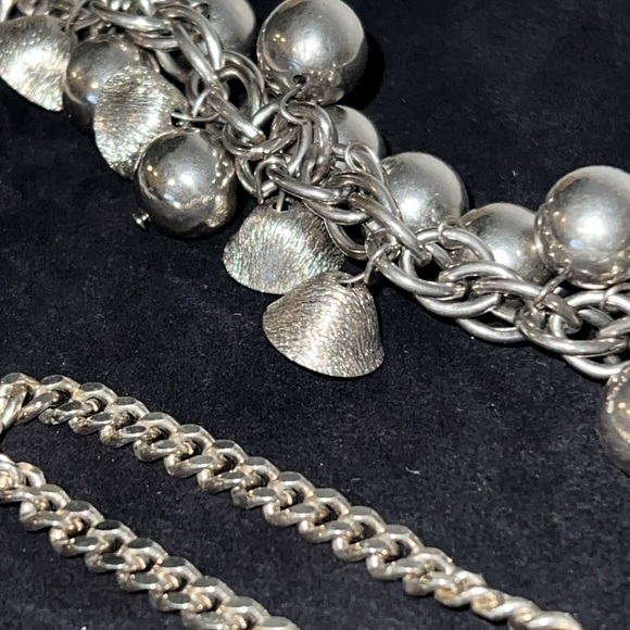 Lot 3 Vintage silver tone costume bracelets rope chain bells - Picture 3 of 4